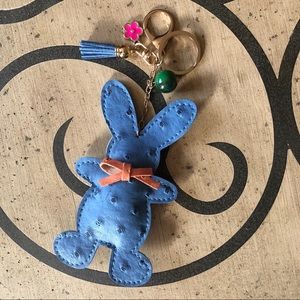 Blue Ostrich Bunny Keychain/purse charm